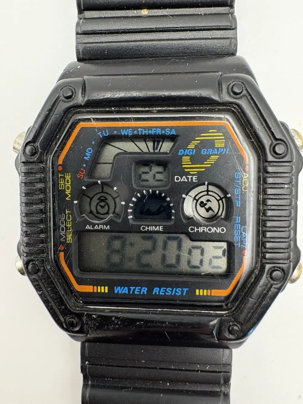 Vtg 1980s Armitron Digi Graph Watch E. Gluck 40/6491 LCD Chrono Alarm RUNNING
